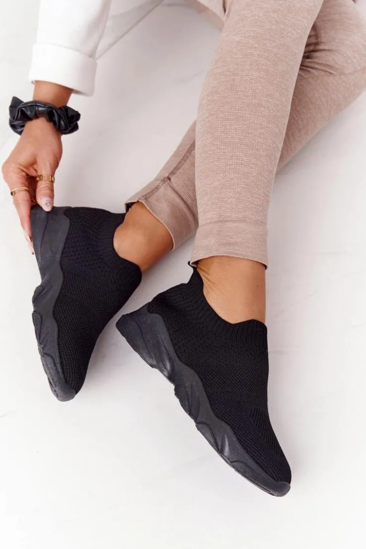 Sale Boto Damskie Sportowe Buty Slip-on Czarne Yoga Class