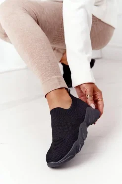 Sale Boto Damskie Sportowe Buty Slip-on Czarne Yoga Class