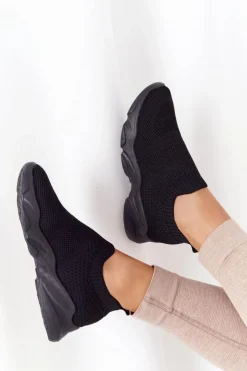 Sale Boto Damskie Sportowe Buty Slip-on Czarne Yoga Class