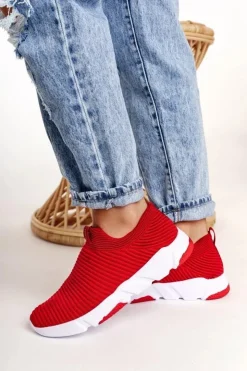 Big Star Shoes Trampki Damskie Slip-On|Trampki Damskie Big Star*Damskie Sportowe Buty Slip-on Big Star DD274463 Czerwone