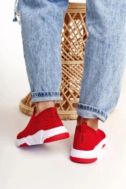 Big Star Shoes Trampki Damskie Slip-On|Trampki Damskie Big Star*Damskie Sportowe Buty Slip-on Big Star DD274463 Czerwone