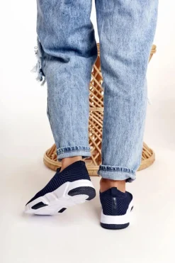 Hot Big Star Shoes Damskie Sportowe Buty Slip-on Big Star DD274464 Granatowe