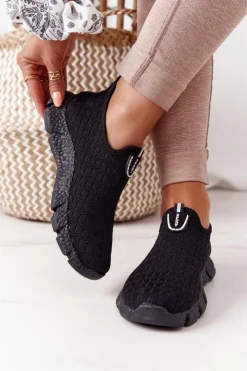 Sale Boto Damskie Sportowe Buty Slip-on Czarne Marathon