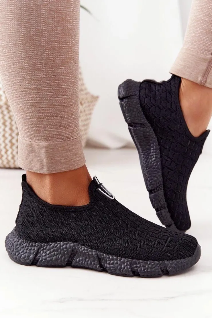 Sale Boto Damskie Sportowe Buty Slip-on Czarne Marathon