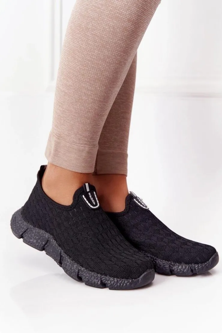 Sale Boto Damskie Sportowe Buty Slip-on Czarne Marathon