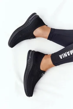 Boto Trampki Damskie Slip-On*Damskie Sportowe Buty Slip-on Czarne Be Stretchy