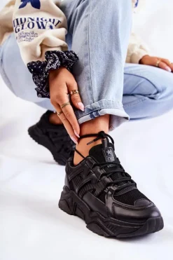 Outlet Evento Damskie Sportowe Buty Sneakersy Czarne Daren