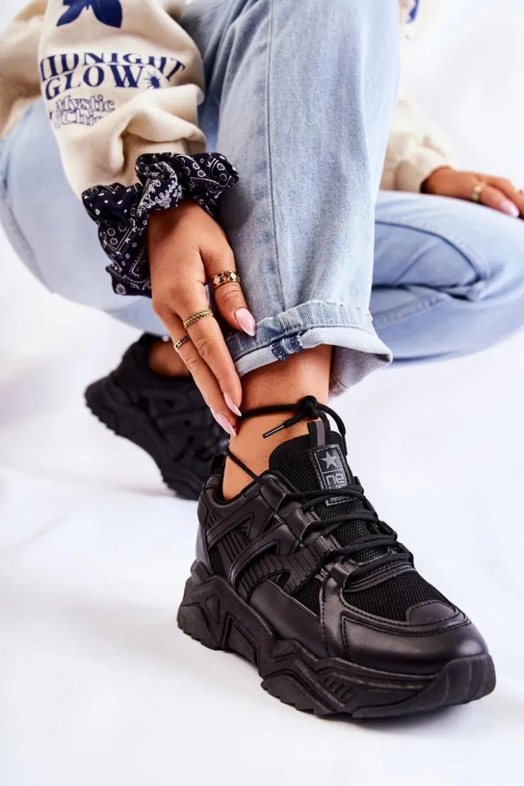 Outlet Evento Damskie Sportowe Buty Sneakersy Czarne Daren