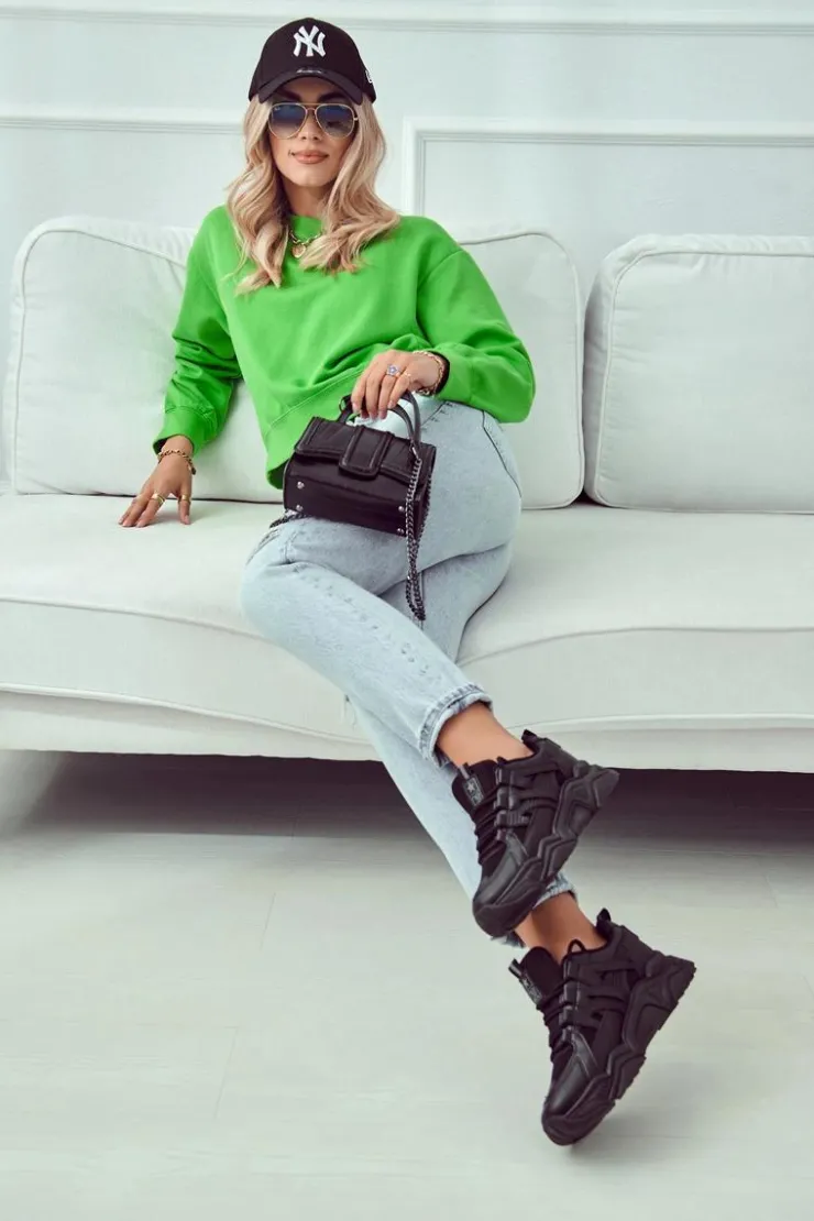 Outlet Evento Damskie Sportowe Buty Sneakersy Czarne Daren