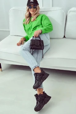 Outlet Evento Damskie Sportowe Buty Sneakersy Czarne Daren