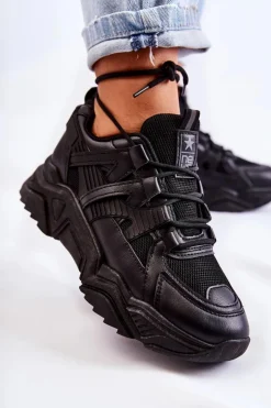 Outlet Evento Damskie Sportowe Buty Sneakersy Czarne Daren