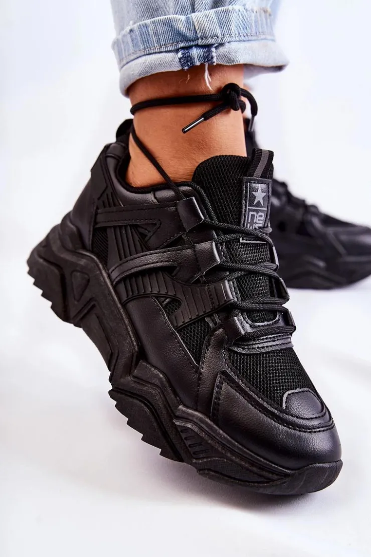 Outlet Evento Damskie Sportowe Buty Sneakersy Czarne Daren