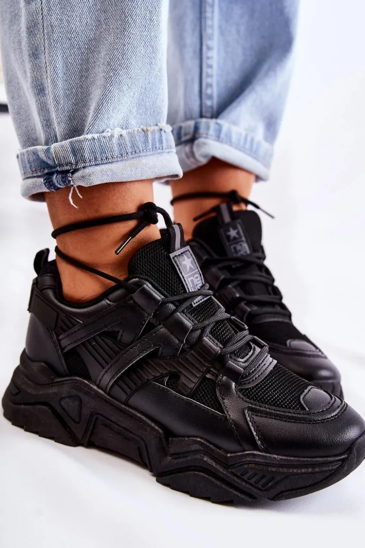 Outlet Evento Damskie Sportowe Buty Sneakersy Czarne Daren