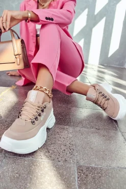 Best Big Star Shoes Damskie Sportowe Buty Sneakersy Big Star JJ274A222 Beżowe