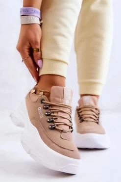 Best Big Star Shoes Damskie Sportowe Buty Sneakersy Big Star JJ274A222 Beżowe