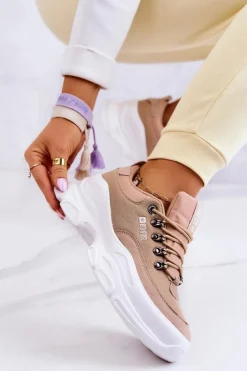 Best Big Star Shoes Damskie Sportowe Buty Sneakersy Big Star JJ274A222 Beżowe