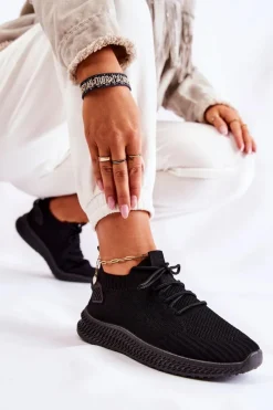 Damskie Boto Damskie Sportowe Buty Sneakersy Materiałowe Czarne Storia