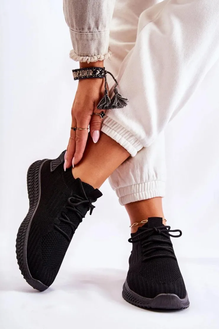 Damskie Boto Damskie Sportowe Buty Sneakersy Materiałowe Czarne Storia