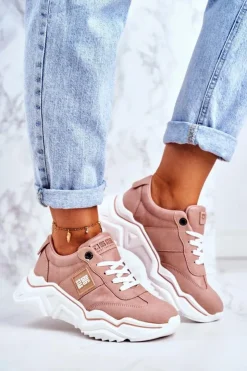 Big Star Shoes Trampki Damskie Big Star|Big Star*Damskie Sportowe Buty Sneakersy Big Star GG274210 Różowe