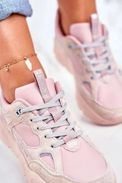 Big Star Shoes Trampki Damskie Big Star|Big Star*Damskie Sportowe Buty Sneakersy Big Star GG274655 Różowe