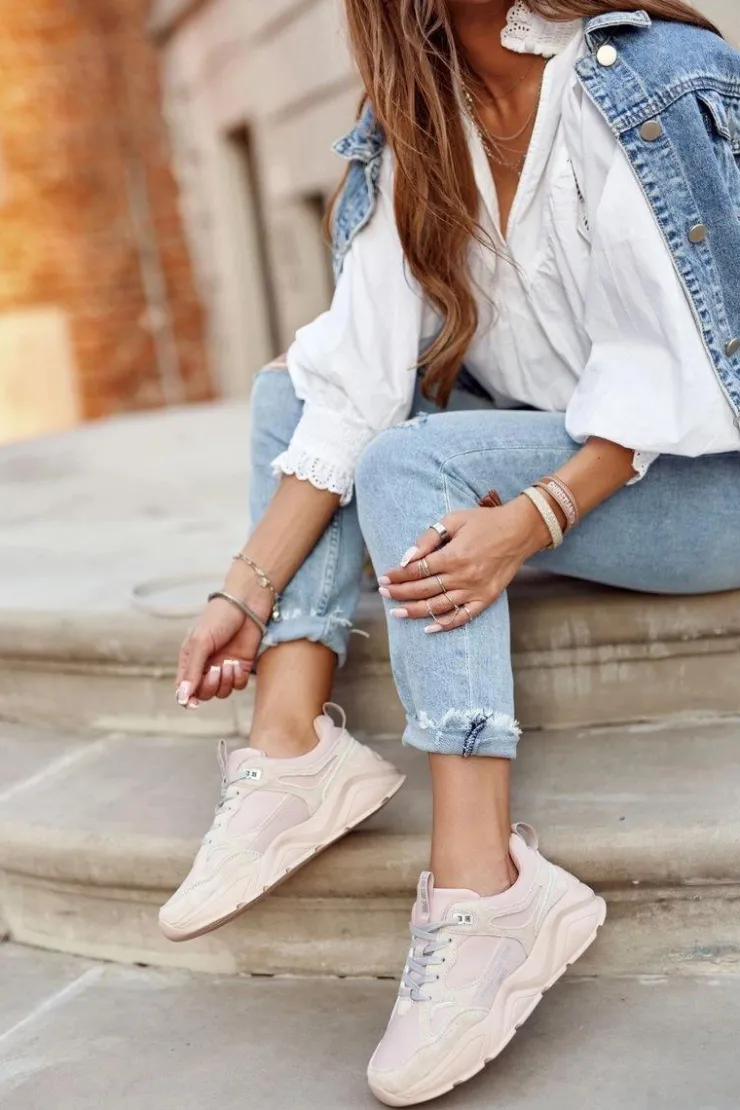 Big Star Shoes Trampki Damskie Big Star|Big Star*Damskie Sportowe Buty Sneakersy Big Star GG274655 Różowe