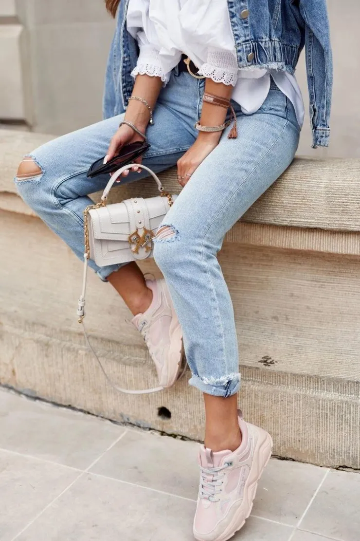 Big Star Shoes Trampki Damskie Big Star|Big Star*Damskie Sportowe Buty Sneakersy Big Star GG274655 Różowe