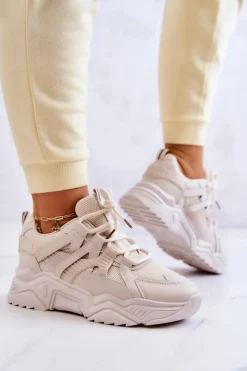 Damskie Evento Damskie Sportowe Buty Sneakersy Beżowe Daren