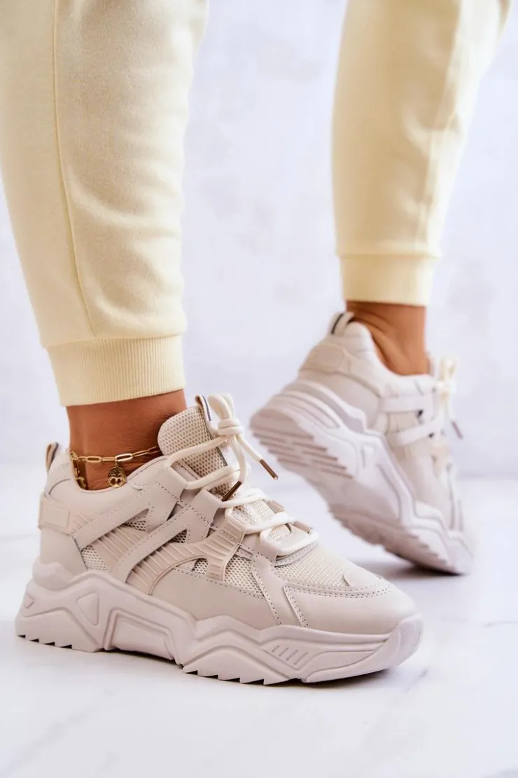Damskie Evento Damskie Sportowe Buty Sneakersy Beżowe Daren