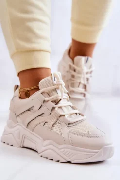 Damskie Evento Damskie Sportowe Buty Sneakersy Beżowe Daren