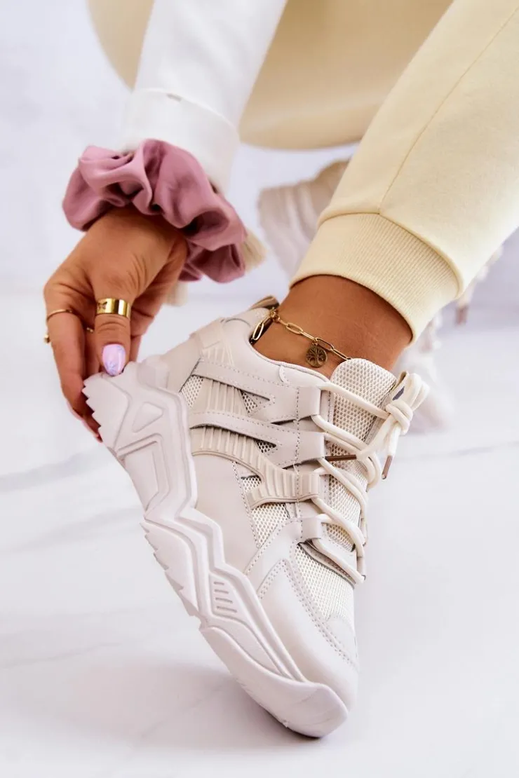 Damskie Evento Damskie Sportowe Buty Sneakersy Beżowe Daren