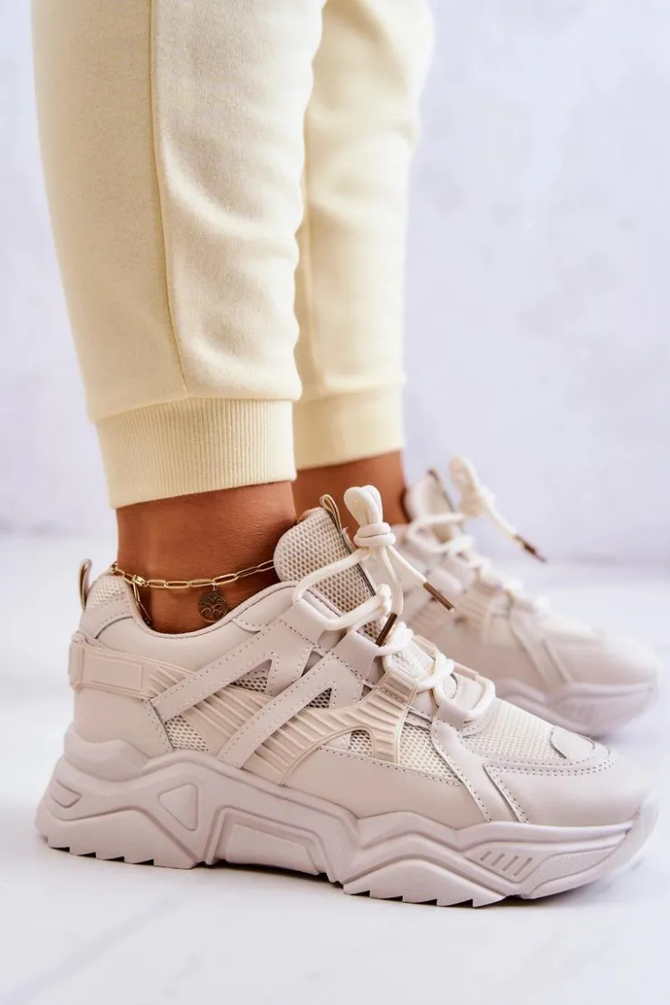 Damskie Evento Damskie Sportowe Buty Sneakersy Beżowe Daren
