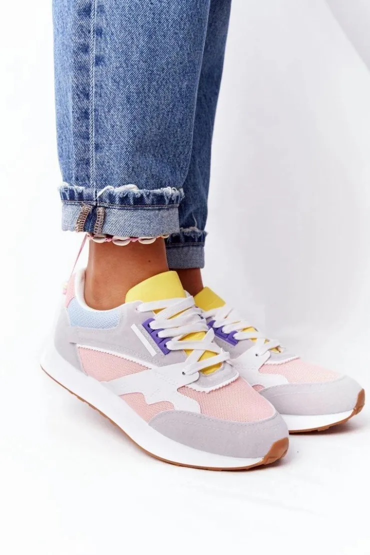 Damskie Boto Damskie Sportowe Buty Sneakersy Różowo-Szare After Hours