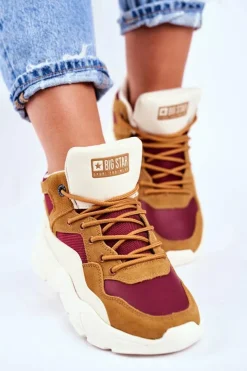 Big Star Shoes Trampki Damskie Big Star|Big Star*Damskie Sportowe Buty Sneakersy Big Star GG274646 Beżowe