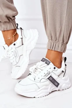 Big Star Shoes Trampki Damskie Big Star|Big Star*Damskie Sportowe Buty Sneakersy Big Star GG274213 Biało-Szare