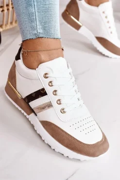 Damskie Boto Damskie Sportowe Buty Sneakersy Białe-Khaki Lifestyle
