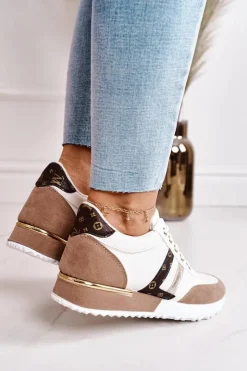 Damskie Boto Damskie Sportowe Buty Sneakersy Białe-Khaki Lifestyle
