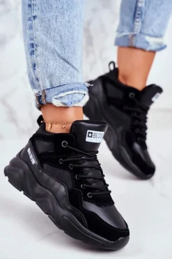 Big Star Shoes Trampki Damskie Big Star|Big Star*Damskie Sportowe Buty Sneakersy Big Star GG274644 Czarne