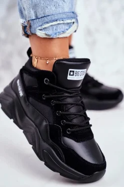 Big Star Shoes Trampki Damskie Big Star|Big Star*Damskie Sportowe Buty Sneakersy Big Star GG274644 Czarne