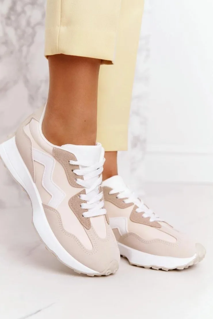 Damskie Boto Damskie Sportowe Buty Sneakersy Beżowe Move On