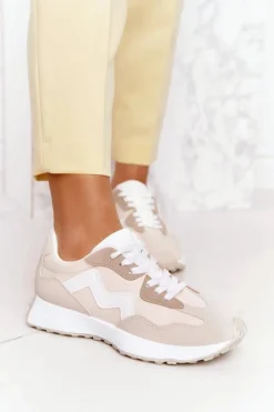 Damskie Boto Damskie Sportowe Buty Sneakersy Beżowe Move On
