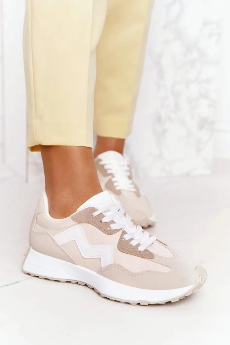 Damskie Boto Damskie Sportowe Buty Sneakersy Beżowe Move On