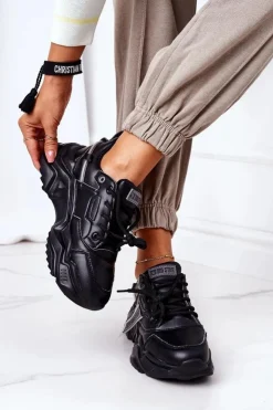 Damskie Big Star Shoes Damskie Sportowe Buty Sneakersy Big Star GG274215 Czarno-Szare