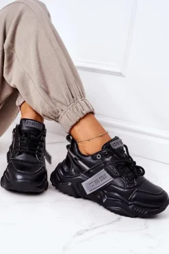 Damskie Big Star Shoes Damskie Sportowe Buty Sneakersy Big Star GG274215 Czarno-Szare