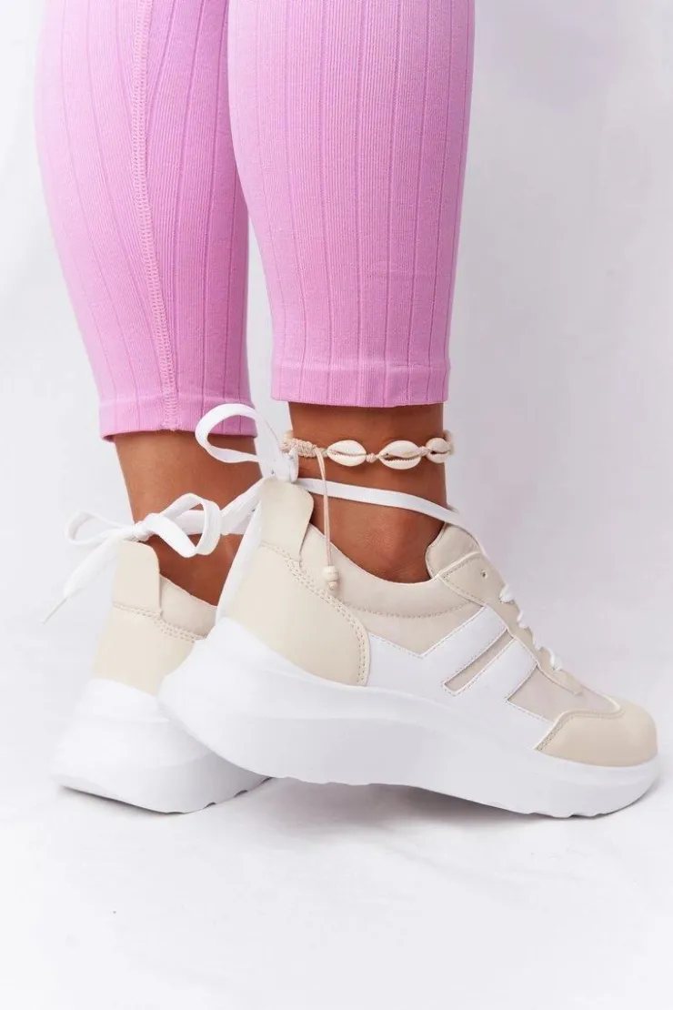 Damskie Boto Damskie Sportowe Buty Sneakersy Beżowe Holiday