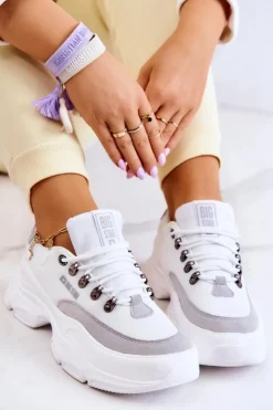 Big Star Shoes Buty Sportowe Big Star|Sneakersy Damskie*Damskie Sportowe Buty Sneakersy Big Star JJ274A220 Białe