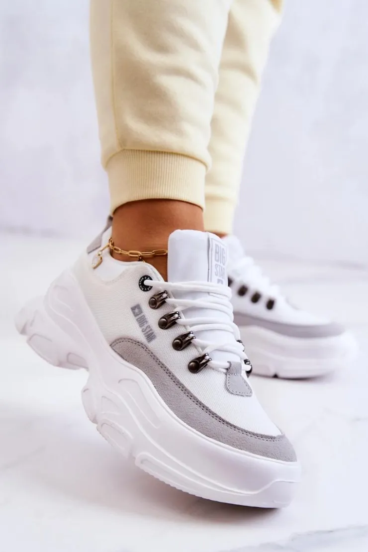 Big Star Shoes Buty Sportowe Big Star|Sneakersy Damskie*Damskie Sportowe Buty Sneakersy Big Star JJ274A220 Białe