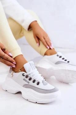 Big Star Shoes Buty Sportowe Big Star|Sneakersy Damskie*Damskie Sportowe Buty Sneakersy Big Star JJ274A220 Białe