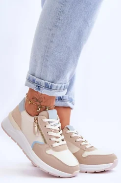 Damskie Boto Damskie Sportowe Buty Z Suwakiem Beżowe Larisa