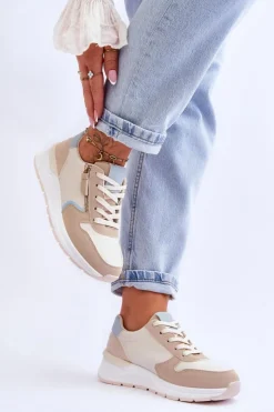 Damskie Boto Damskie Sportowe Buty Z Suwakiem Beżowe Larisa