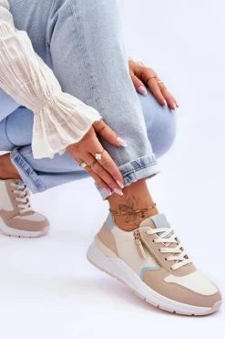 Damskie Boto Damskie Sportowe Buty Z Suwakiem Beżowe Larisa